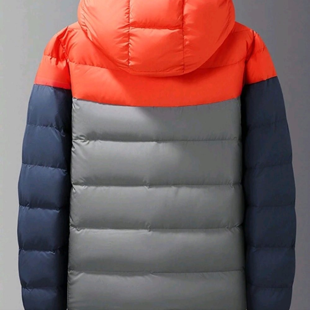 Multi color block puffer coat